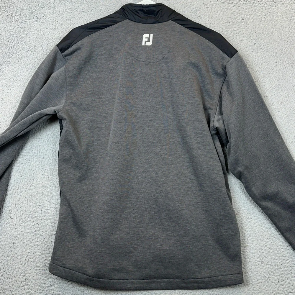FootJoy Jacket Mens Medium Hybrid Quilted Black Grey Golf Full Zip Performance